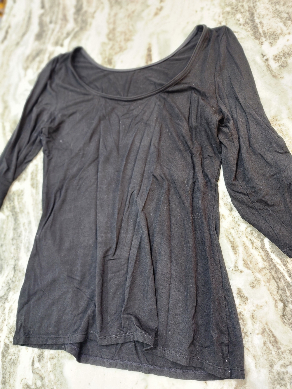 White House Black Market Black Long Sleeve Scoop Neck Top